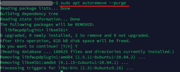sudo apt autoremove --purge