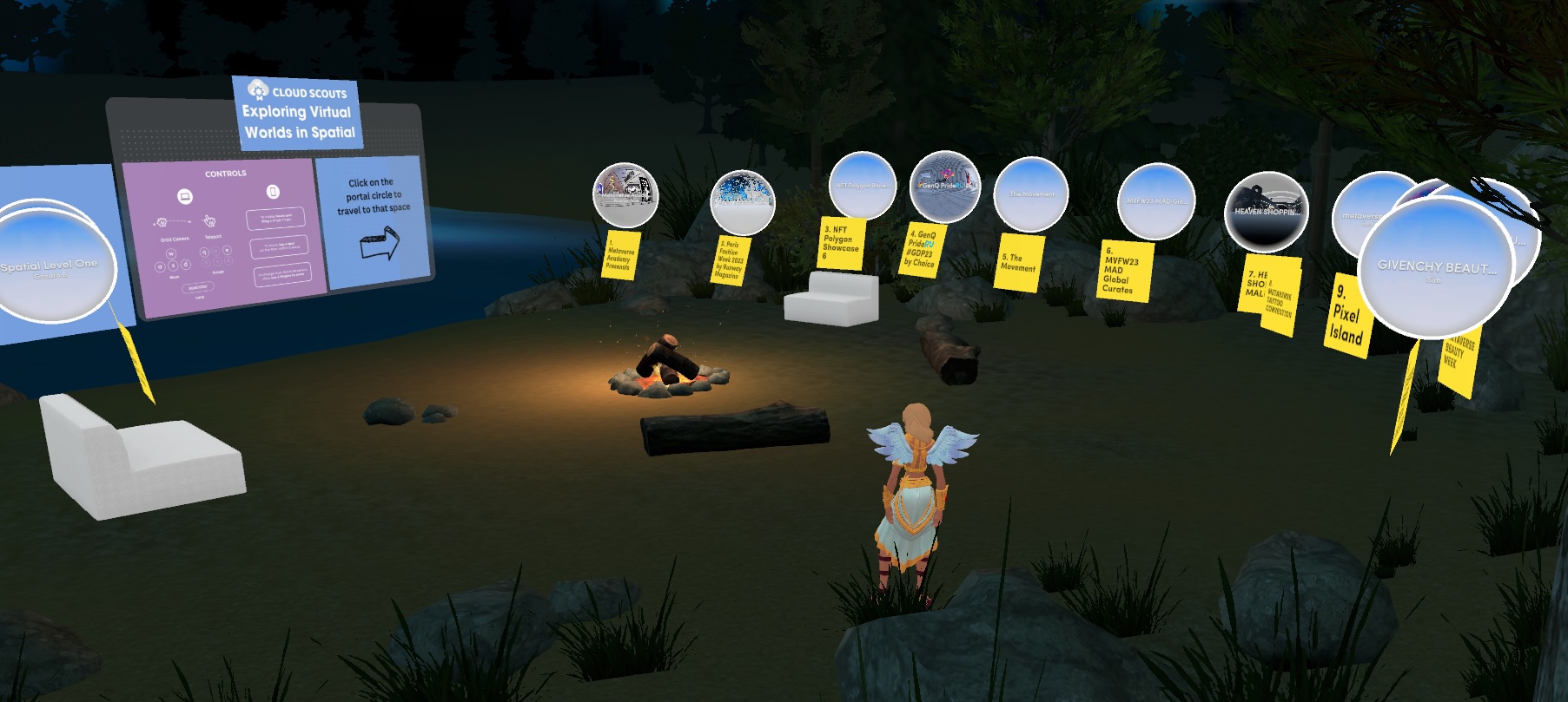 Cloud Scouts Campfire with portals - Base camp