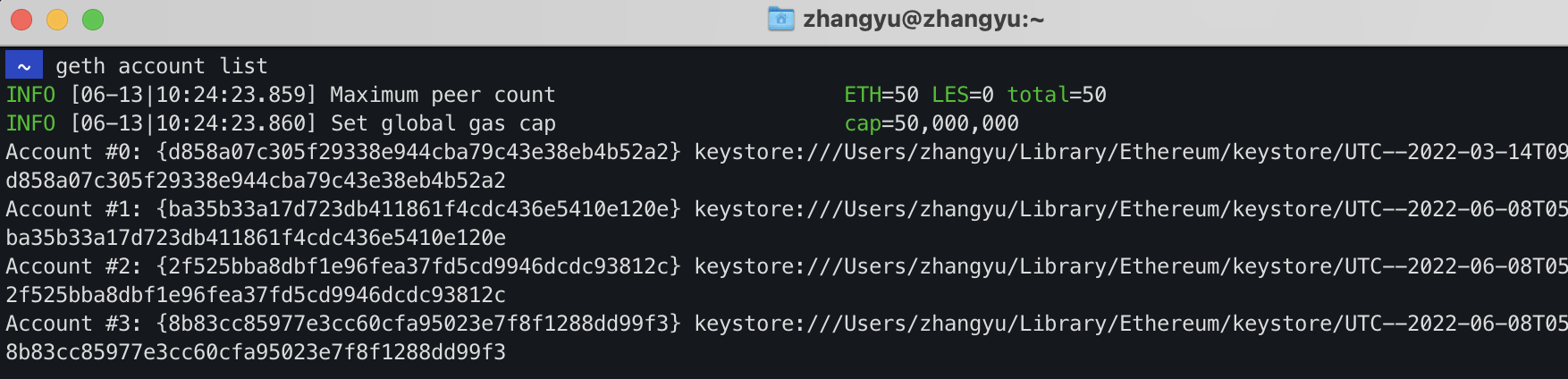 geth account list