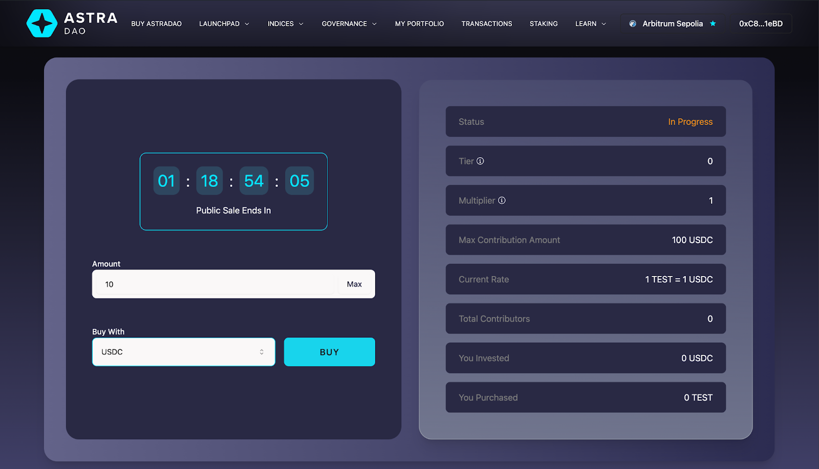 All information about the Project and its Token Sale will be displayed on the right hand side.