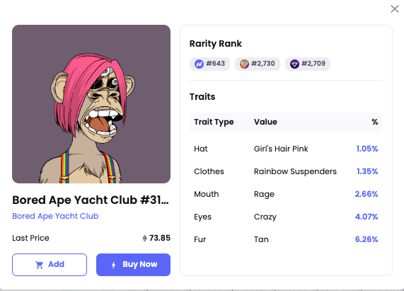 Bored Ape with pink hair (NFTGo.io)