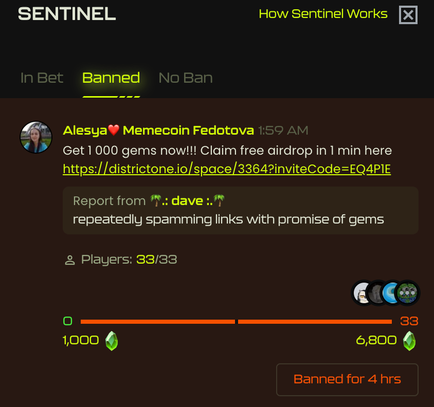 具体玩法规则：https://docs.districtone.io/money-games/sentinel