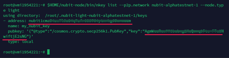รูปตัวอย่างแสดง address nubit และ PUBKEY