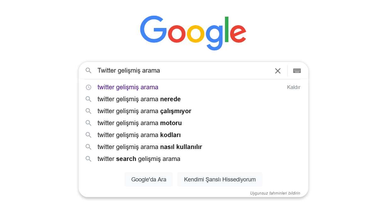 İlk önce Google’a Twitter Gelişmiş arama yazıyoruz.