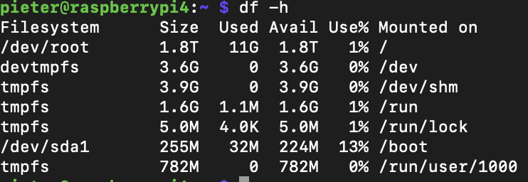 Available disk space on the SSD is 1.8 TB.