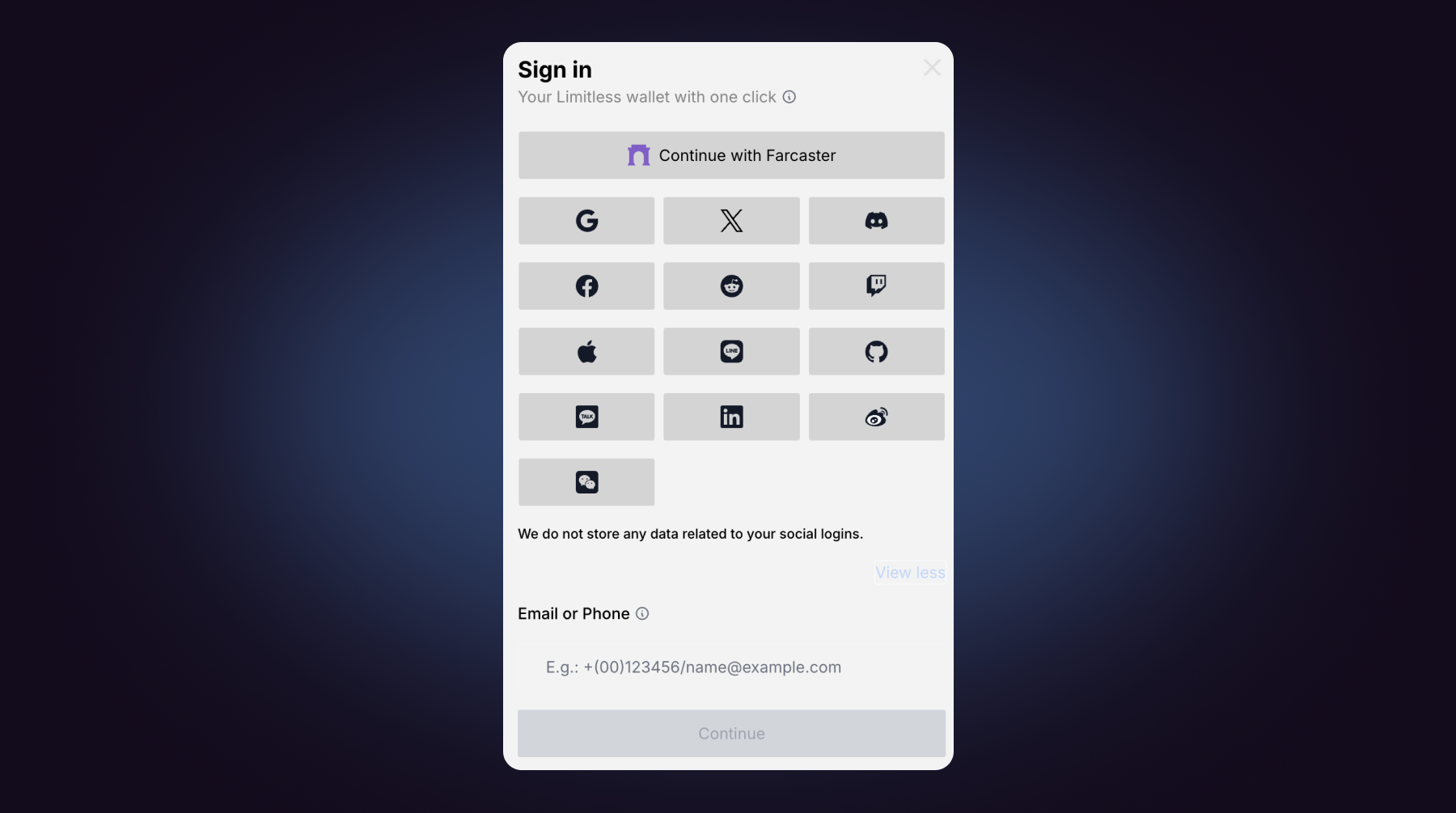 Limitless Social Logins