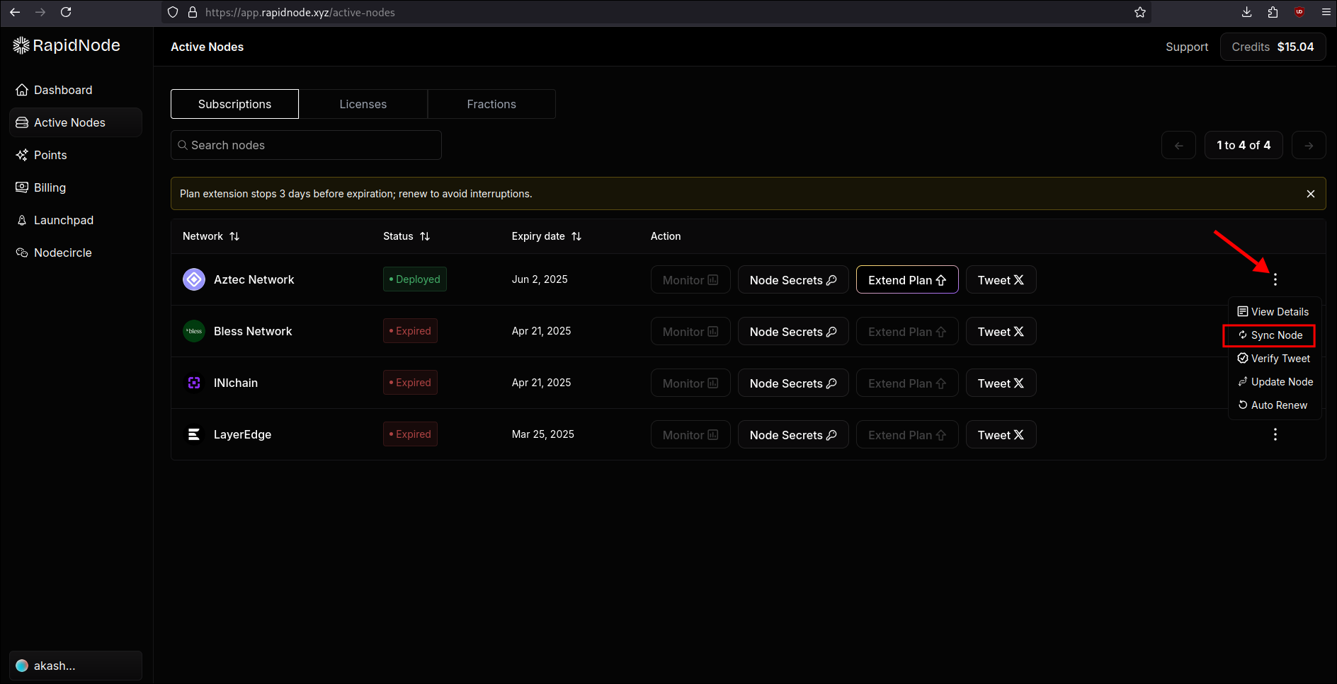 Click on Sync Node Option