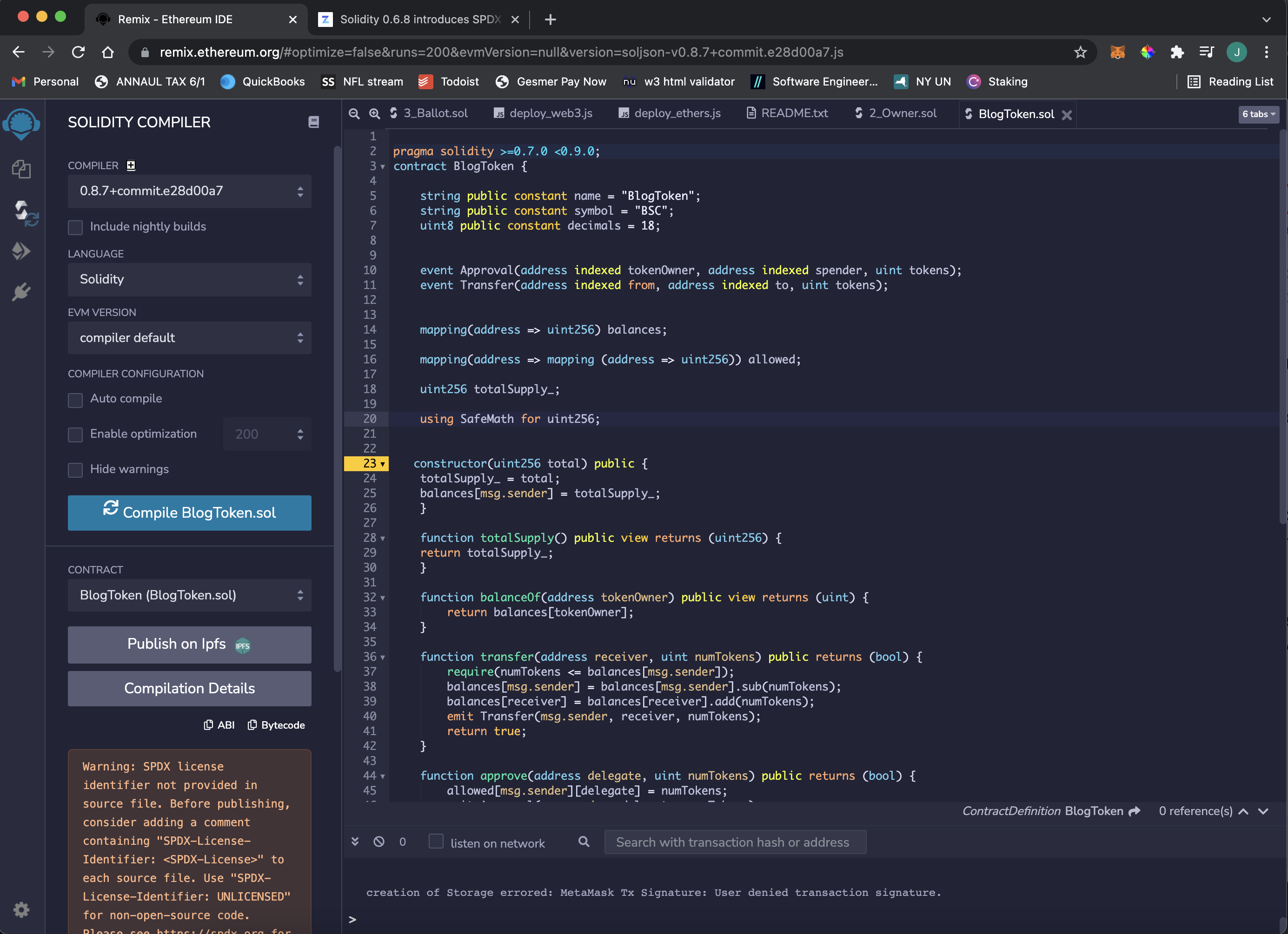 The Source code for my "BlogToken"
