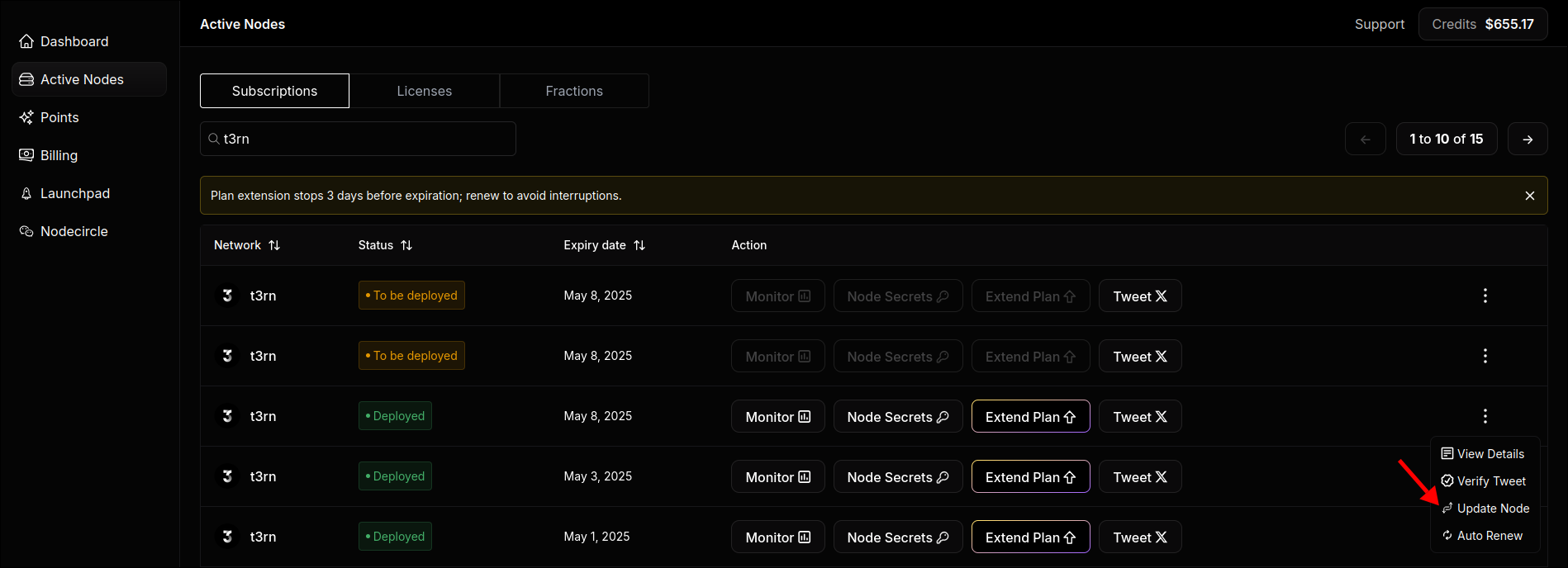 Click on Update Node