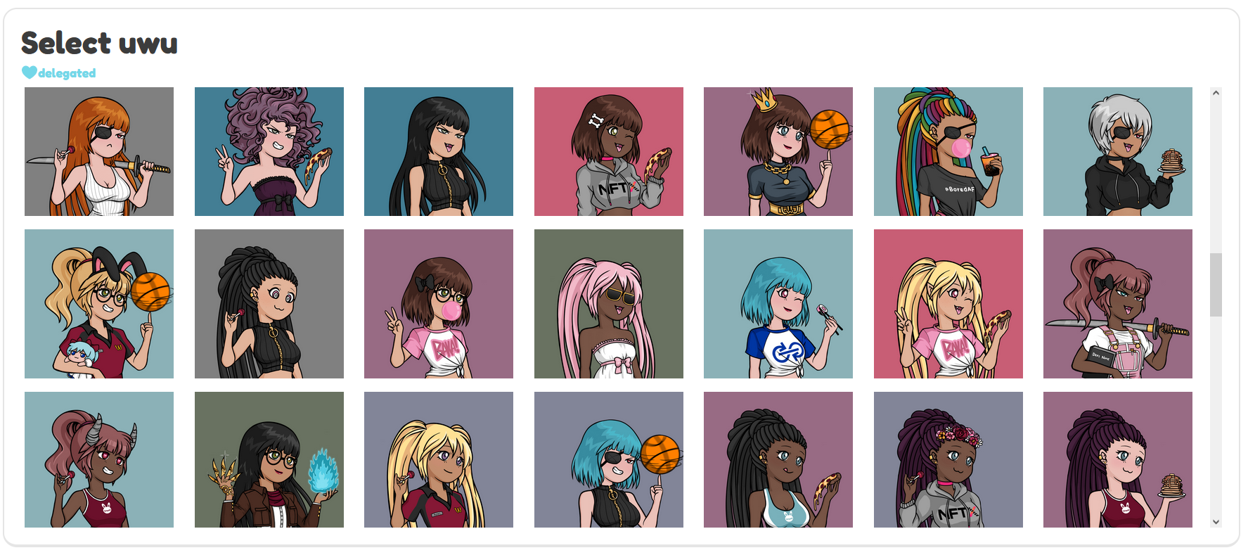 uwucrew Selection Screen