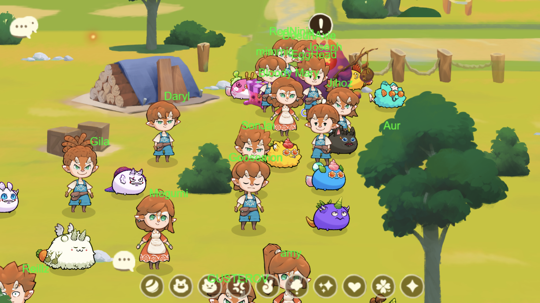 Hanging out with other players in Town