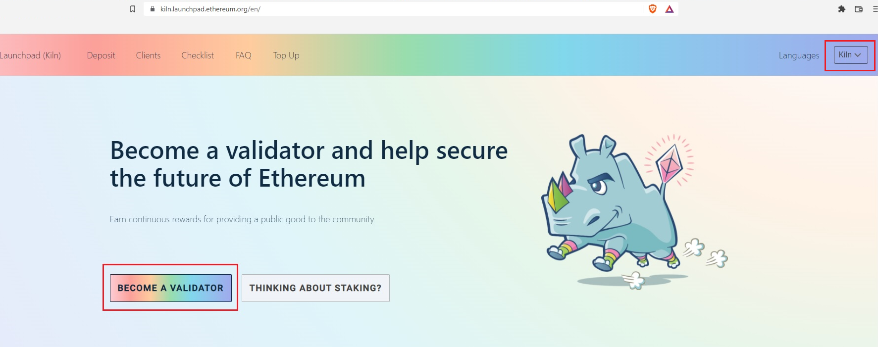 Chọn " Become a validator ".