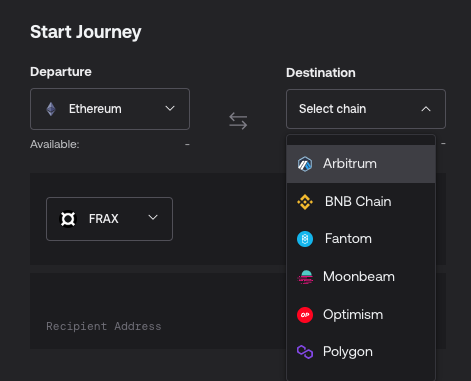 Currently supported chain on Fraxferry