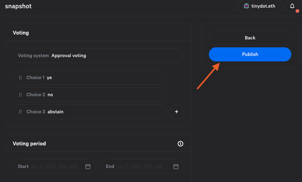 Click "Publish" and you are good to go. 