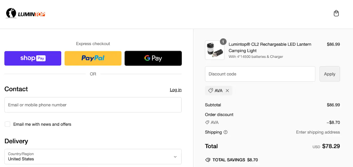 Lumintop Online Discount Code (AVA)