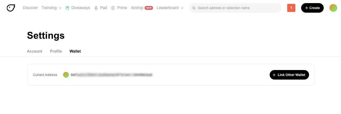 Link other wallet on Settings page