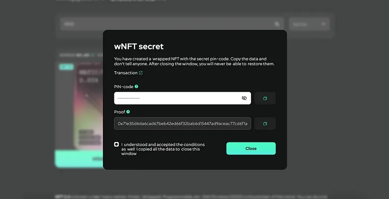wNFT secret for crossing
