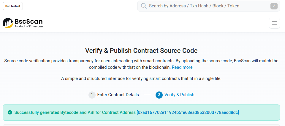 Verify contract on BSC Scan