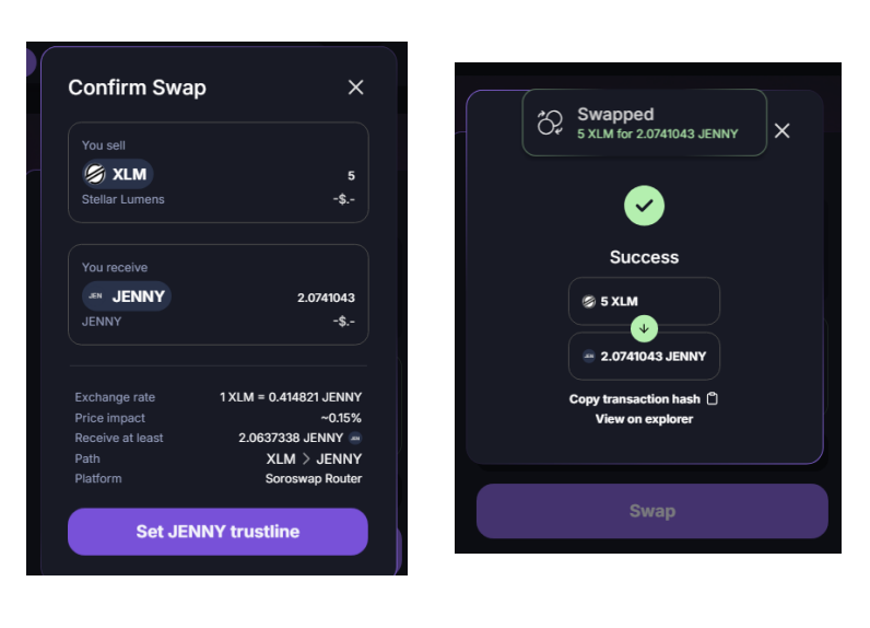 Capture of the purchase of another token.