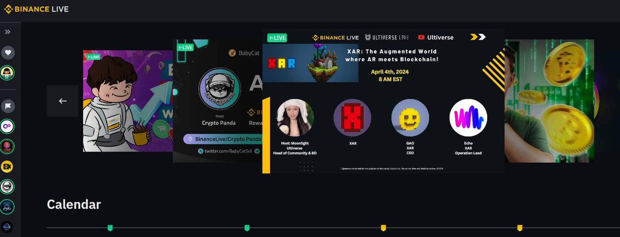 AMA is listed on Binance Live banner section