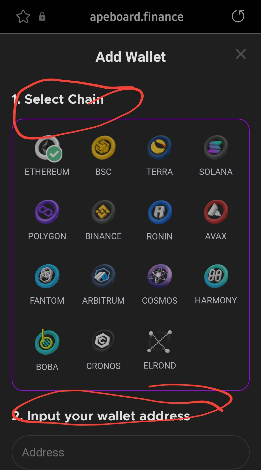 profile editing page