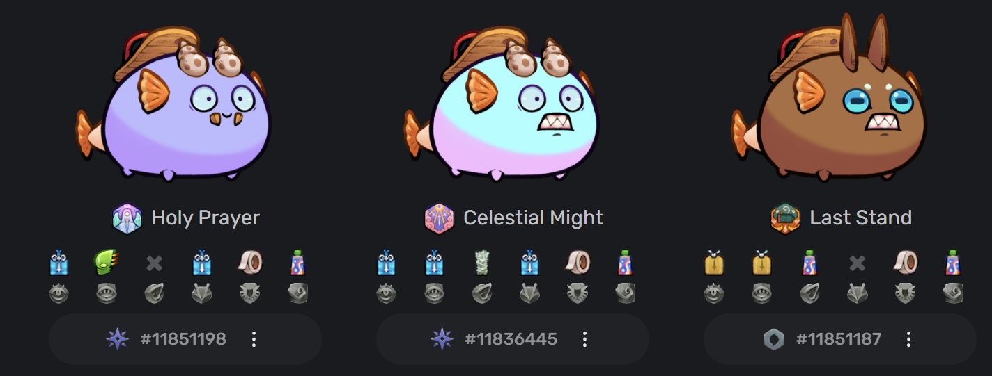 Example of Sandal team (screenshot from axies.io)