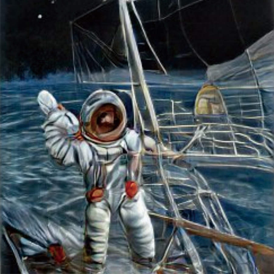 插图来自DALL-E mini人工智能生成（linkman on the ship to the moon）