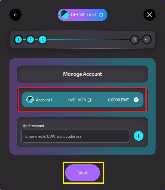 You can select the address you added earlier