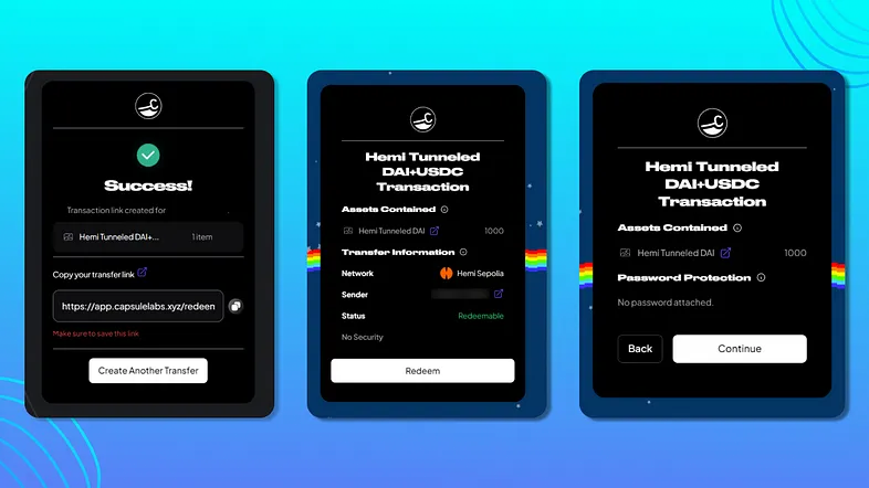 Redeeming CAPSULE on Hemi Testnet