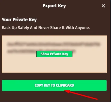 Next, click on the “Copy key to clipboard” button.