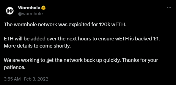 Wormhole Acknowledgement Tweet