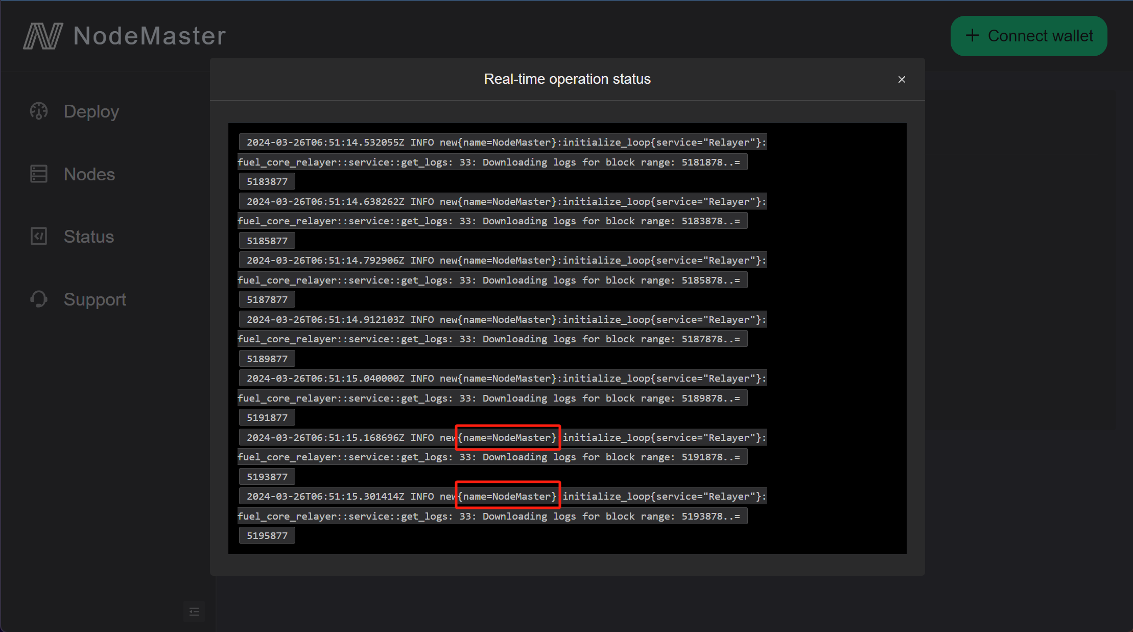 The red box is the name of your node set before
