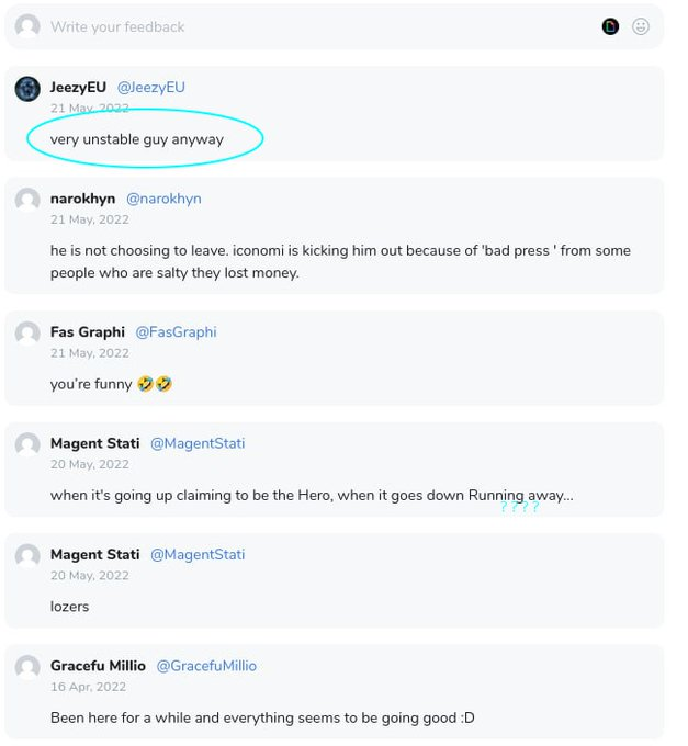 May 21th 2022 ICONOMI platform