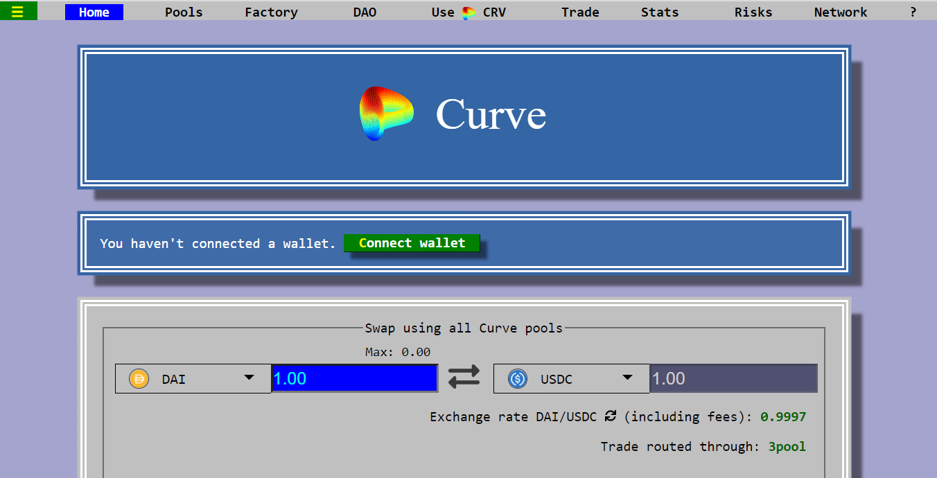 Curve.fi UI Design