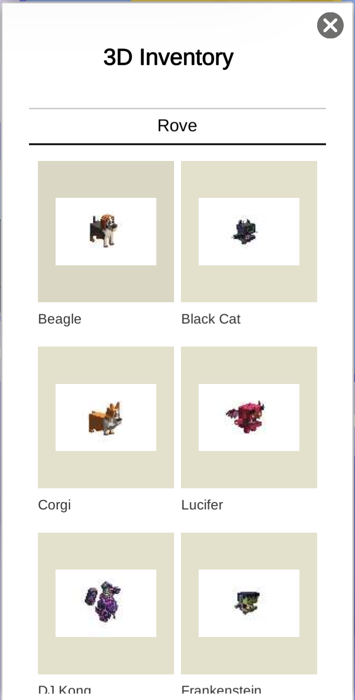 Rove 3D inventory