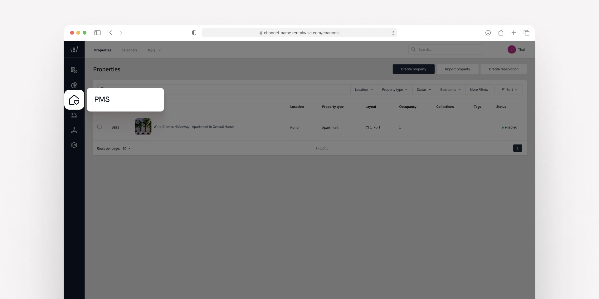 Navigate to the PMS module and click into the property you want connected to Dtravel.