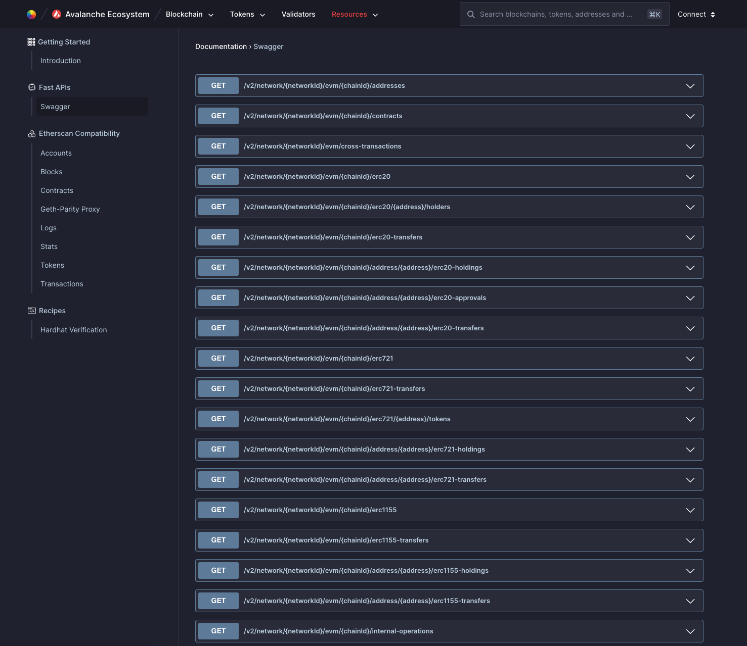 https://snowtrace.dev/documentation/api-swagger