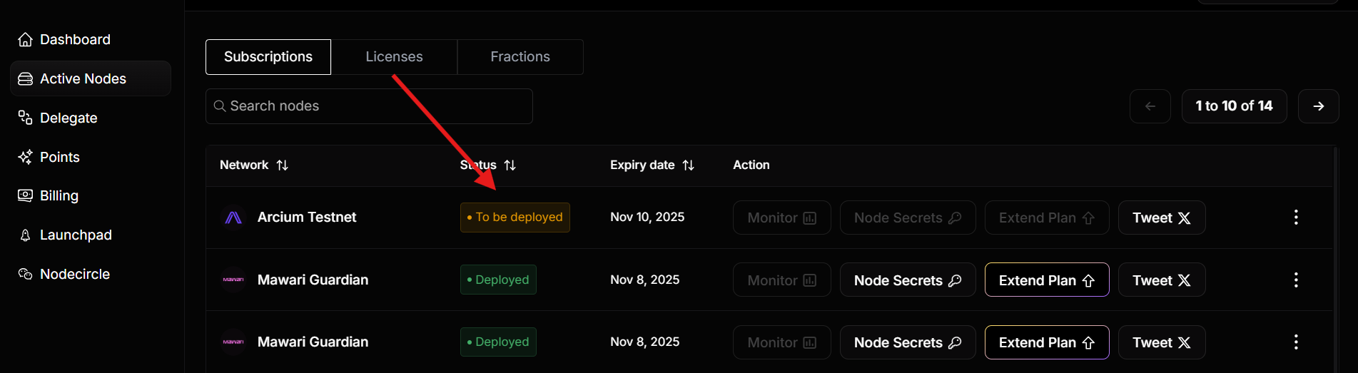 Your node will be deployed