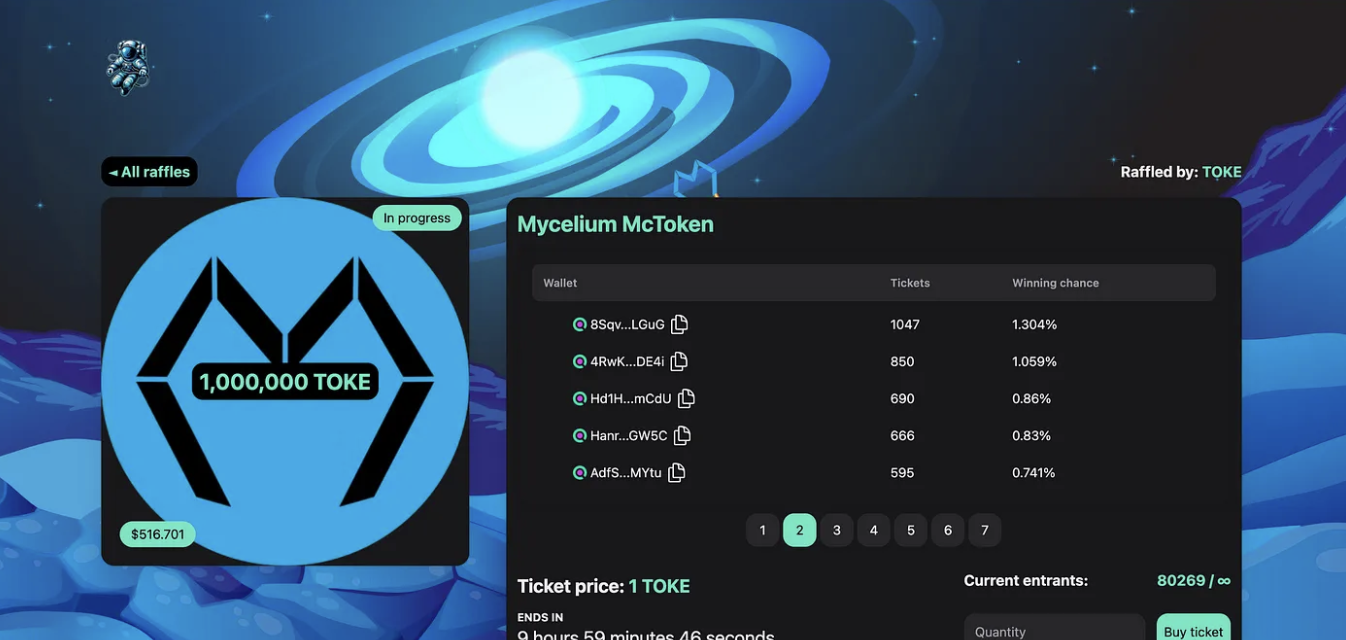 1,000,000 $TOKE Raffle circa. 2024