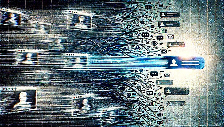 Behind the Veil: This symbolic image marks the transition from the open, public exchange to the more intimate and contentious private chat, highlighting the complexity and tension of digital interactions.
