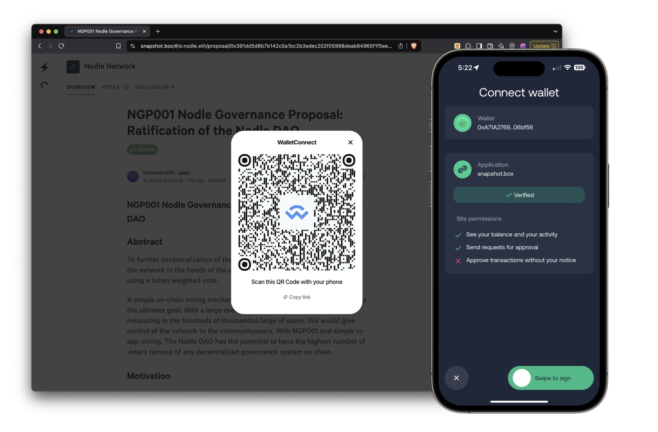 WalletConnect + Nodle App for voting