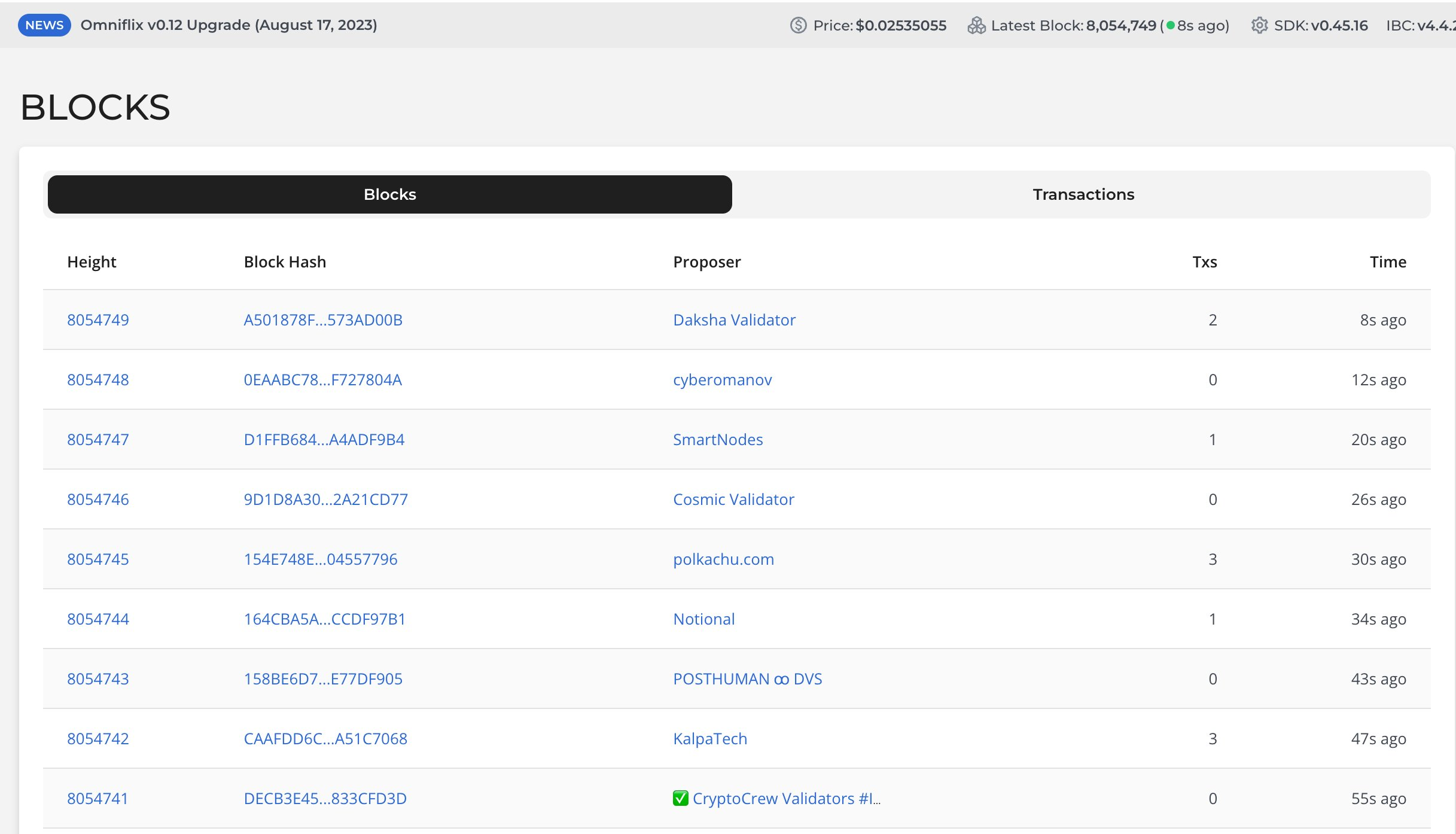OmniFlix Hub v0.12.x Upgrade successful