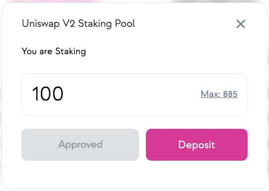 Deposit your UNI-V2 LP Tokens