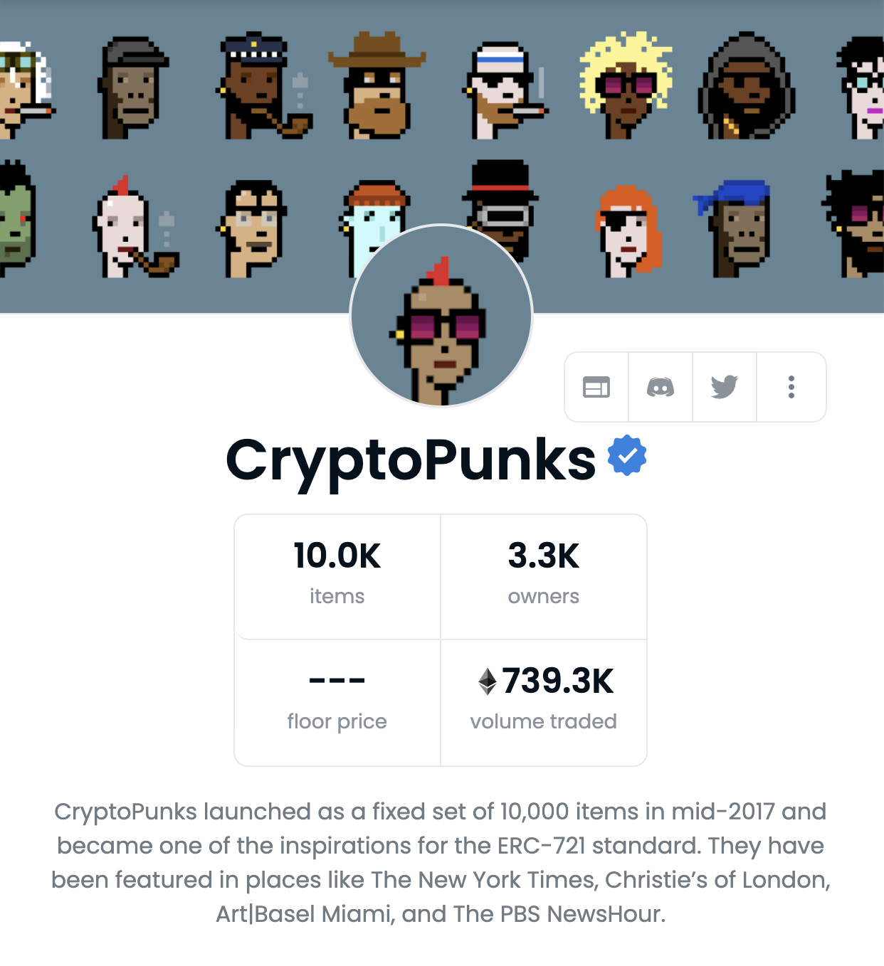 CryptoPunks 的 OpenSea 页面