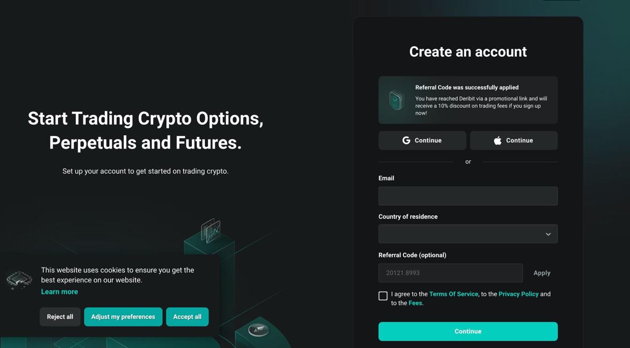 Deribit Referral Code "20121.8993"