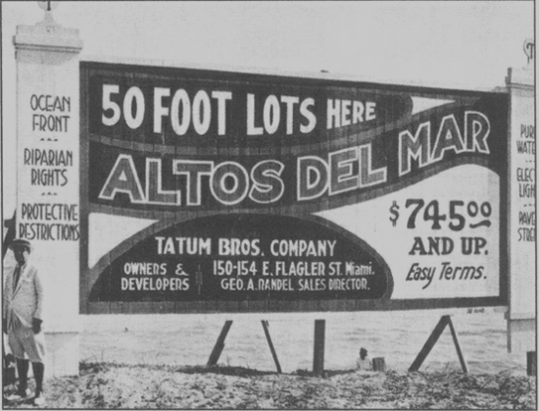 The 1920s Florida land boom came to an end when the supply of new and adequately gullible buyers dwindled and thousands were left homeless after a hurricane.