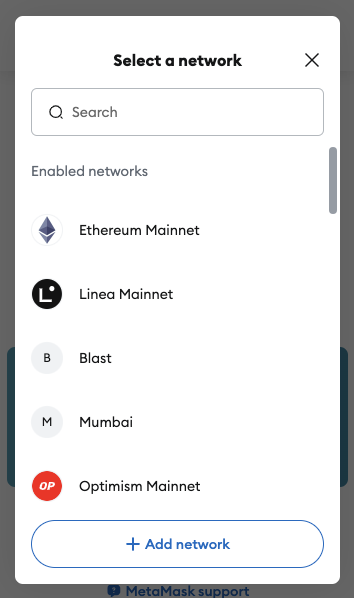 Add network to MetaMask