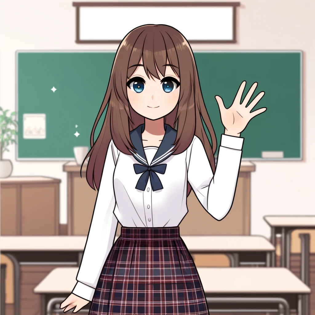Anime Girl Waving Goodbye [DALLE]