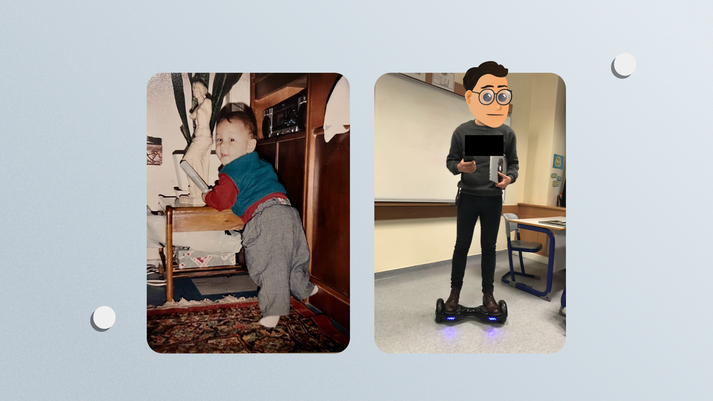 me as a toddler vs me as a teacher.