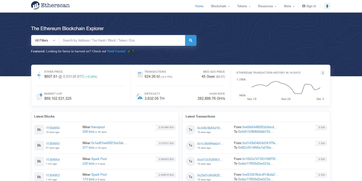 官网地址：https://etherscan.io/